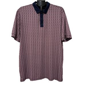 Mizzen Main Mens Size XL Classic Fit Versa Golf Rose Circle Geo Print Polo Shirt